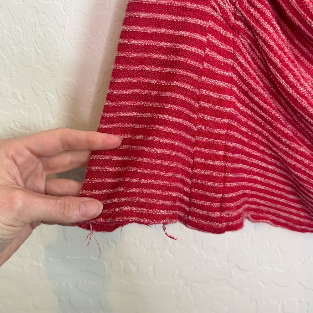 Anthropologie Deletta Linen Cotton Tank Top Sz S Red Ruched Cowl Striped Boho - Picture 9 of 9